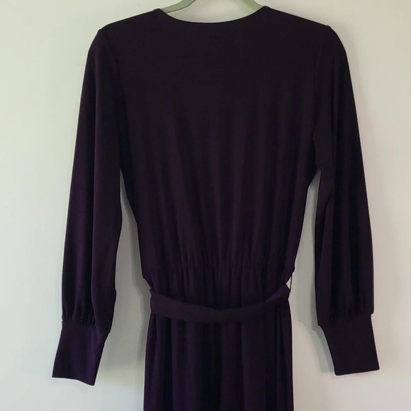 Nikki Poulos Jumpsuit Long Sleeved Pockets Belt Elastic Waist Wine Merlot Small - Picture 10 of 16